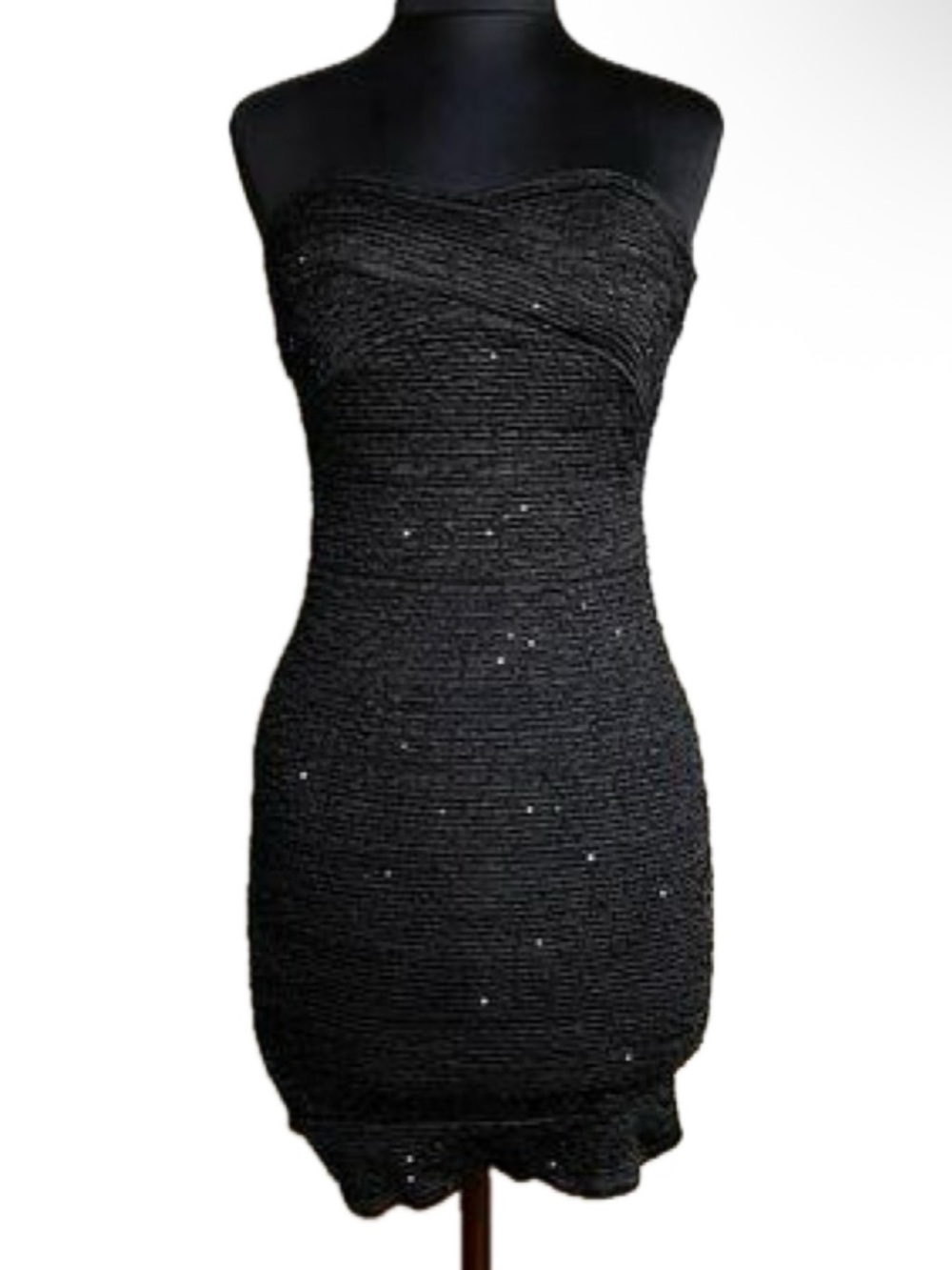 Forever 21 Black Strapless Sequin Bodycon Dress